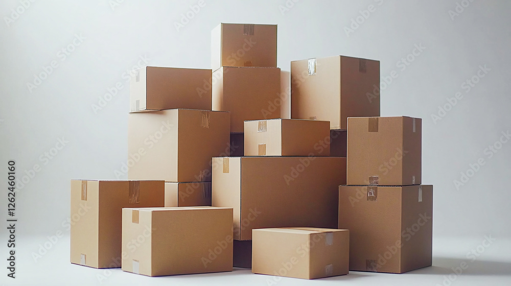 Stack of Cardboard Boxes Isolated on White for Shipping concept Stack of Cardboard Boxes Isolated on White for Shipping concept