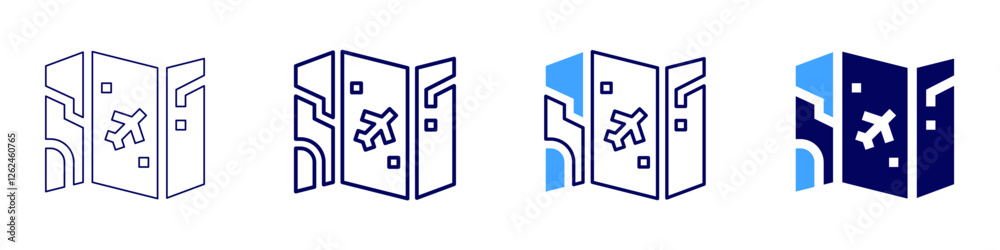 Fototapeta premium Map extraction icon in 4 different styles. Thin Line, Line, Bold Line, Duotone. Duotone style. Editable stroke