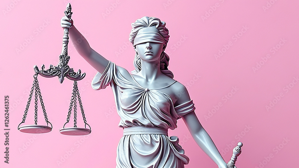 Obraz premium Statue of justice on pink background