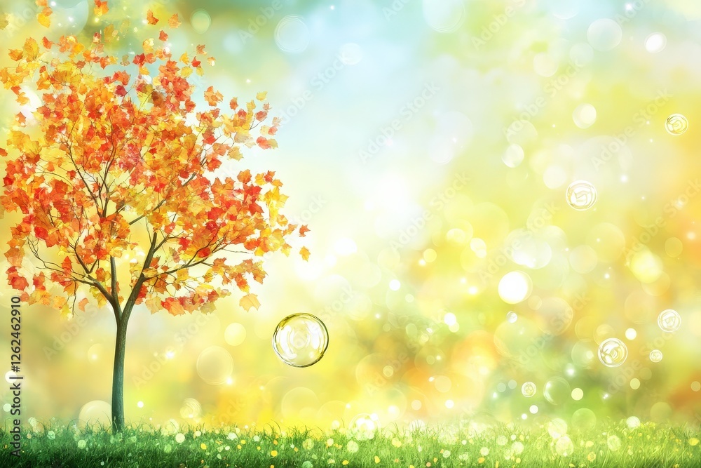 Trees Out Of Focus. Idyllic Autumn Trees with Natural Bokeh Background Trees Out Of Focus. Idyllic Autumn Trees with Natural Bokeh Background