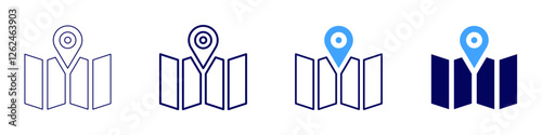 Map pathfinder icon in 4 different styles. Thin Line, Line, Bold Line, Duotone. Duotone style. Editable stroke