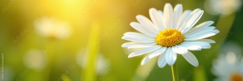 Fototapeta premium Close-up of pristine white daisies in sunlight, showcasing delicate details , daisy, botany, floral