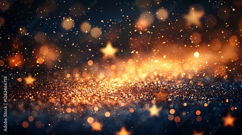 Naklejka premium A mesmerizing watercolor painting of a night sky filled with twinkling stars, creating a dreamy celestial atmosphere.