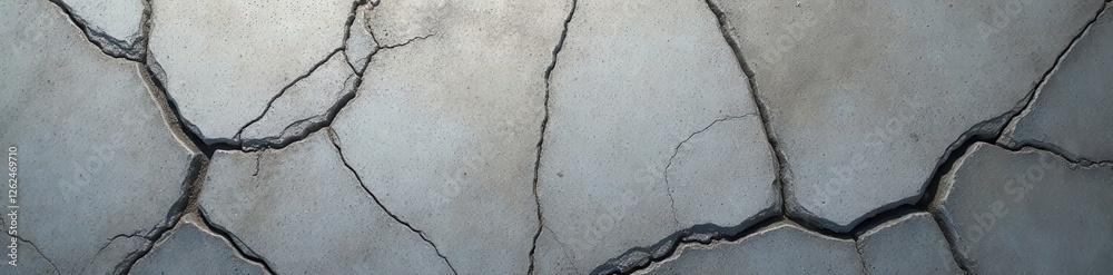 Obraz premium Cracked grey concrete, uneven surface, stone-like , pattern, backdrop, grey