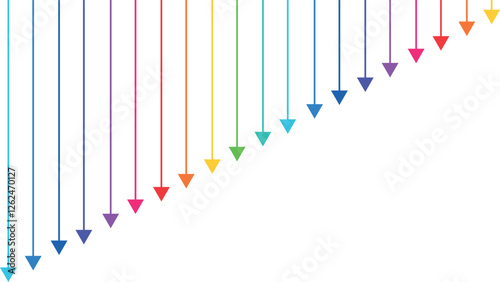 Very thin arrows of different colors, direction of movement. Long arrow icons. Супертонкие стрелки столбиком от возрастания до убывания