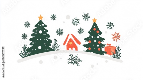 Christmas Stamp Graphic Design Elements Isolated White Background
