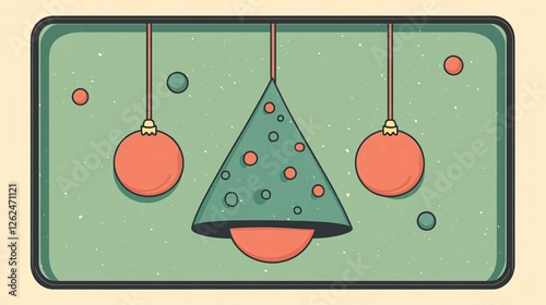 Flat Handdrawn Vector Icon of Christmas Tree Toy
