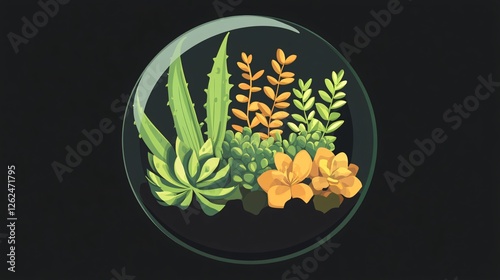 Visual Guide to Circular Succulent Terrarium with Plant Placement