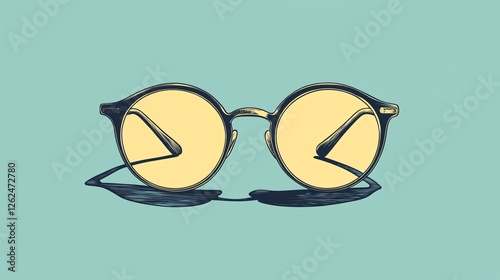 Handcrafted Sketch of Vintage Round Eyeglasses