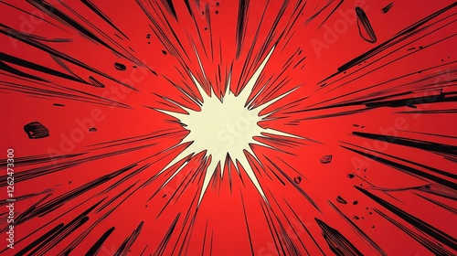 Wallpaper Mural Blank red comic-style background featuring thunder lightning bolts for a dramatic dialog or caption setting in the centre Torontodigital.ca