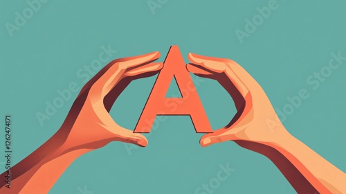 Hands Forming Letter A in Analysis Word on Notepad