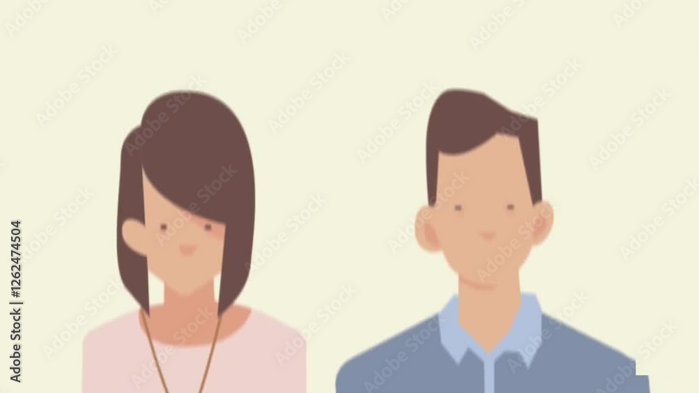 Couple Looking Down – Animated Relationship and Emotion Concept Couple Looking Down – Animated Relationship and Emotion Concept