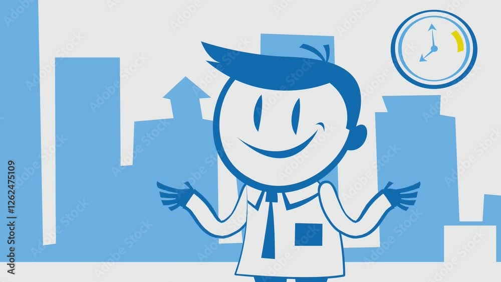 Businessman Explaining Time Management in Corporate City Businessman Explaining Time Management in Corporate City