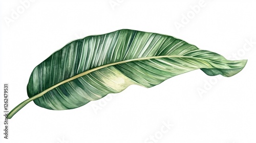 Green Coconut Leaf with Watercolor Illustrations Vector | 573c3f31-6070-40a9-b2c8-b91e63f45e77