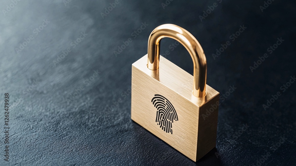 Fototapeta premium Secure Lock with Fingerprint Design on Dark Textured Background