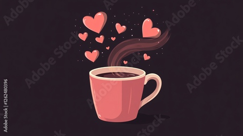 Cup of Coffee with Love Hearts as Smoke or Steam