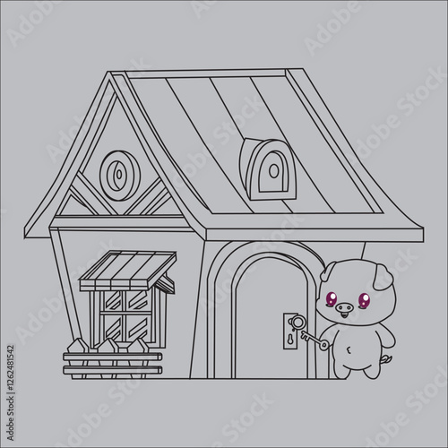 Custom hut Line art design
