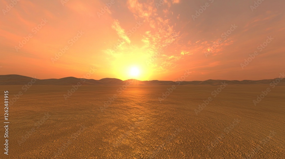 Fototapeta premium Golden sunset over desert landscape
