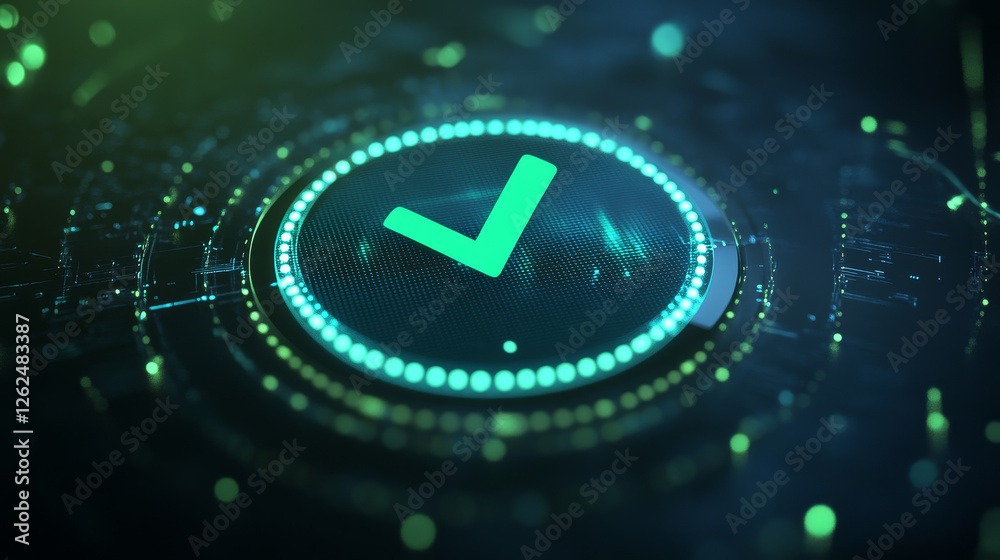 3d check icon, checklist tick, done mark. Vector realistic plastic style checkmark, symbol of selection, confirmation or approval. Green circle with a white tick. Yes button for web design or app