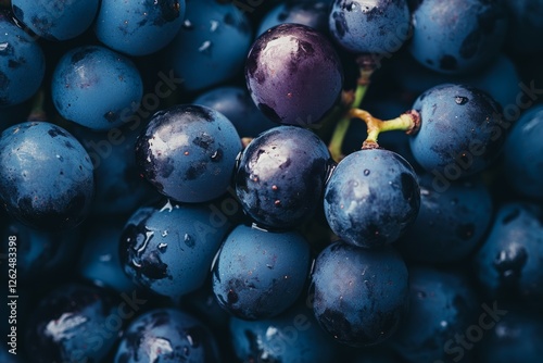 Wallpaper Mural Close-up of fresh purple grapes with water droplets. Artificial Intelligence Torontodigital.ca