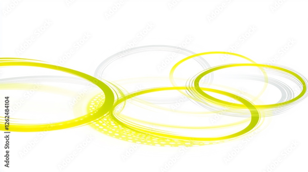 Naklejka premium Abstract lime green circles swirl softly on white background. AI Generated