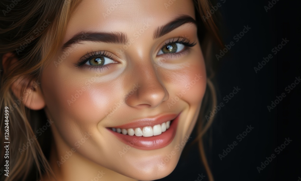 Smiling brunette woman with glowing skin Smiling brunette woman with glowing skin