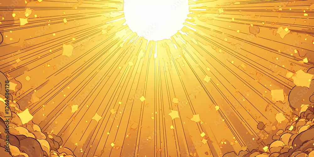 Obraz premium sunburst light with comic art style background