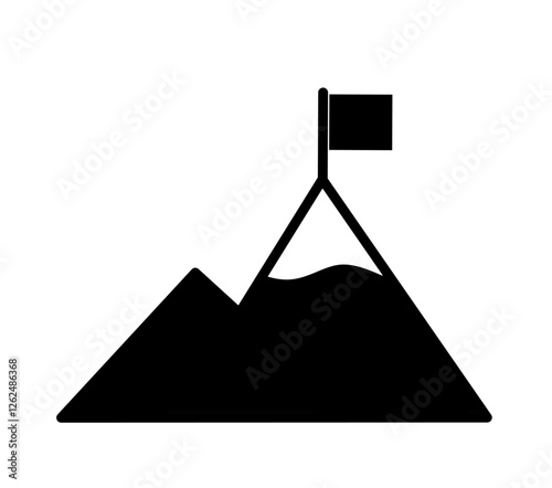 mission icon vector on white background. mountain icon with flag