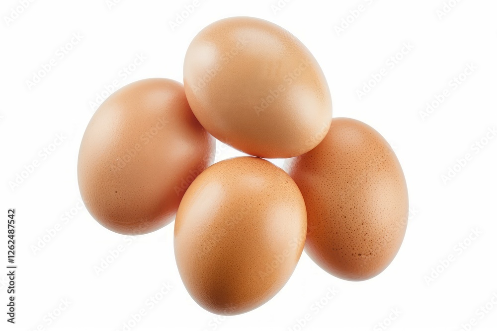 Few brown eggs on white background. Artificial intelligence image Few brown eggs on white background. Artificial intelligence image