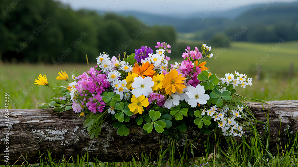 Obraz premium nature-inspired clover and wildflower bouquet