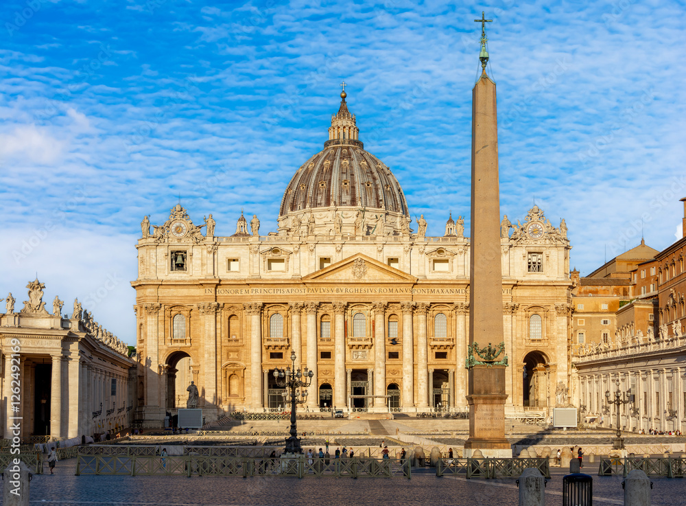 St. Peter's Basilica on Saint Peter's square in autumn, Vatican