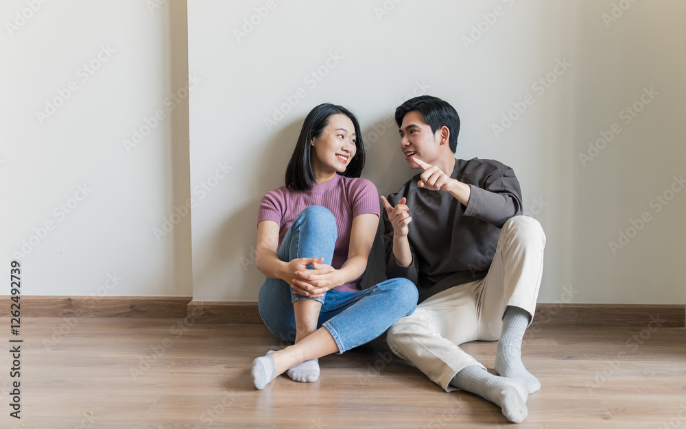Couple in new apartment and fantasizing about the future
Couple in new apartment and fantasizing about the future