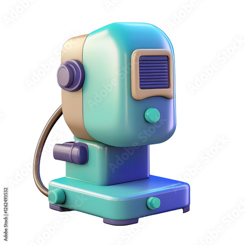 Welding Machine with Protective Mask 3D Cartoon Style Illustration on White Background 
