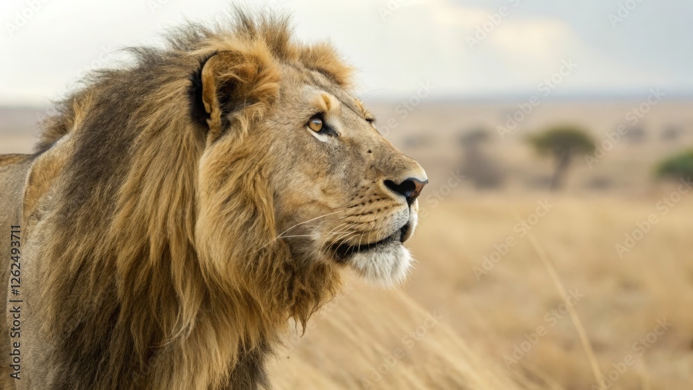 Fototapeta premium Majestic Male Lion in the African Savanna