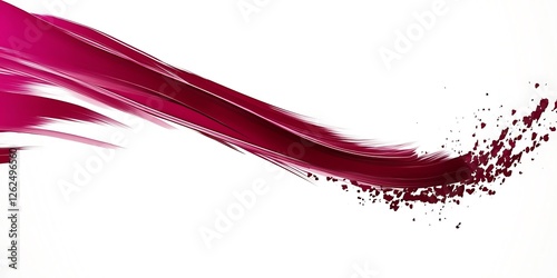 Crimson paint splash swirl, white background, design element