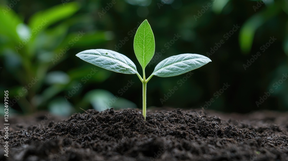 Young sprout emerging from fertile soil, nature's growth, hope, sustainability
