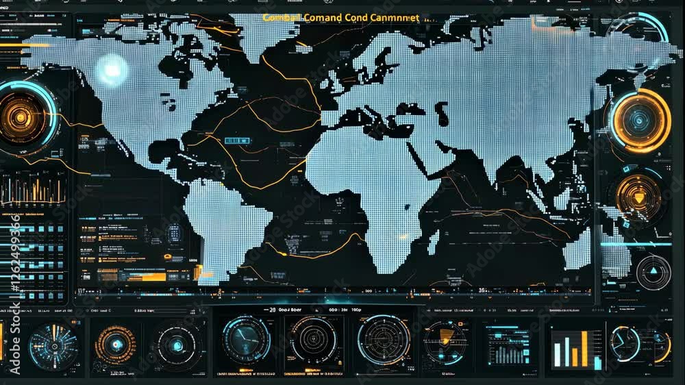 Visual representation of a global command center with real-time data ...