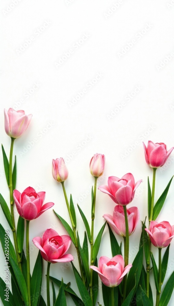 Fototapeta premium Lush ornamental grass, pink blooms, white background, petal, grass