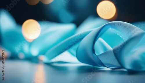 Blue flowing silk as a background. 