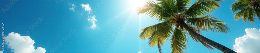 Majestic palm reaching for azure sky, sunlit leaves, sunlight, peaceful, photo Majestic palm reaching for azure sky, sunlit leaves, sunlight, peaceful, photo