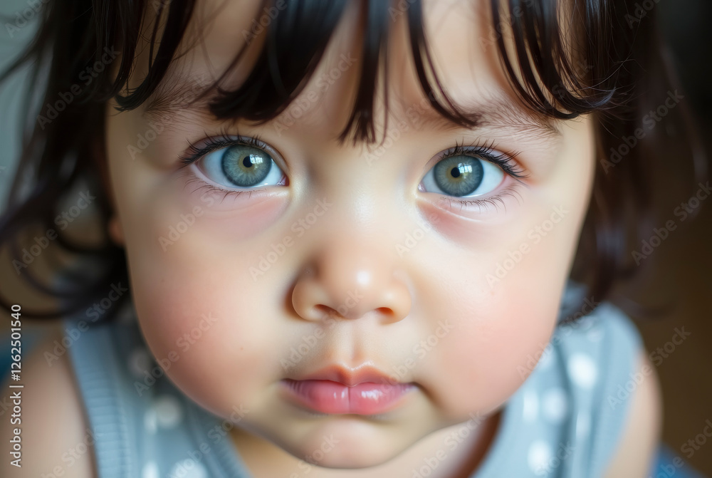 Close-up portrait of a young child with striking eyes Close-up portrait of a young child with striking eyes