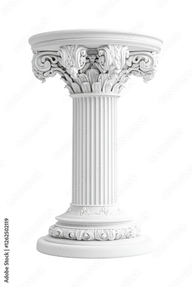 Architectural design elegant white column isolated on transparent background, png Architectural design elegant white column isolated on transparent background, png