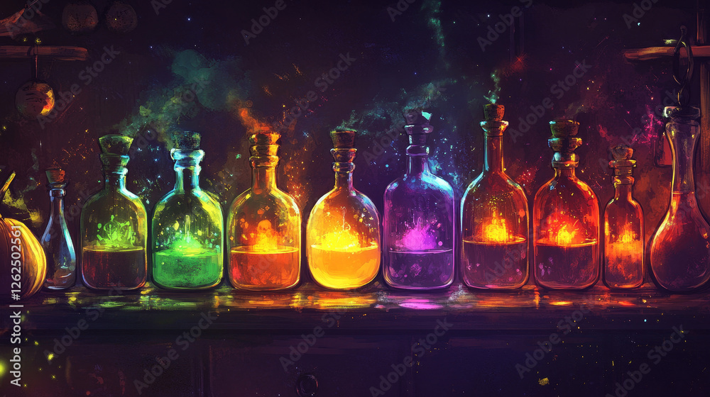 Halloween kids game, find correct shadow of magic potion bottle, vector puzzle worksheet. Find and match same silhouettes of witch poison, liquid spell or magic elixir in bottles in Halloween cemetery Halloween kids game, find correct shadow of magic potion bottle, vector puzzle worksheet. Find and match same silhouettes of witch poison, liquid spell or magic elixir in bottles in Halloween cemetery