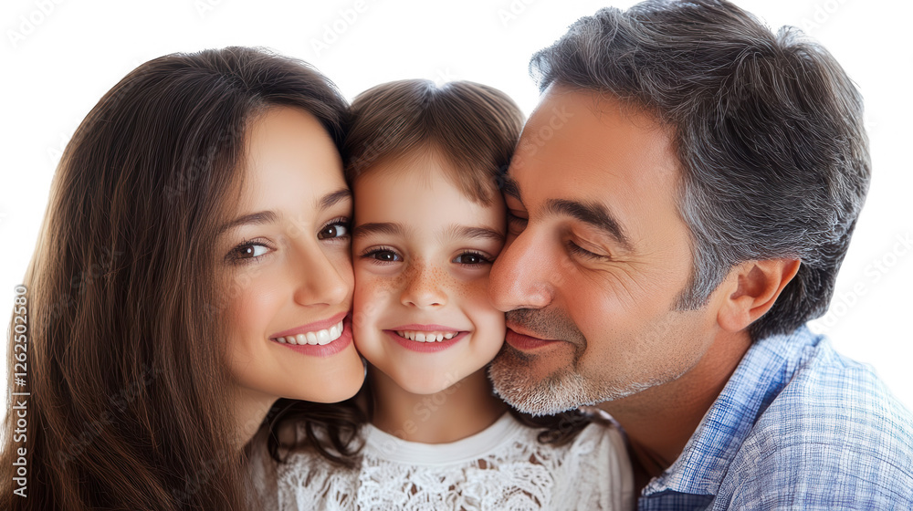 Parents Day PNG of parents kissing their child on the cheeks, symbolizing love and warmth, isolated on white background Parents Day PNG of parents kissing their child on the cheeks, symbolizing love and warmth, isolated on white background