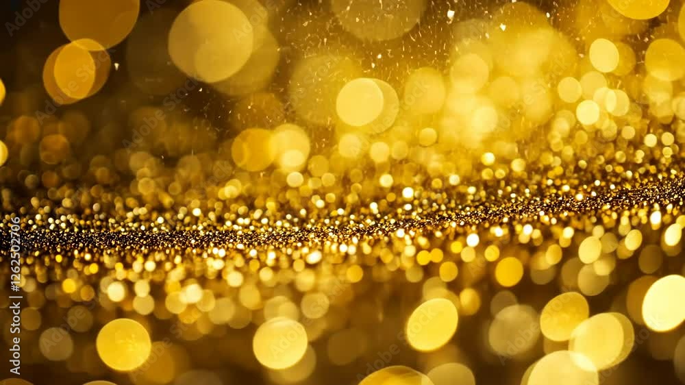 Sparkling golden bokeh lights create a festive atmosphere during the evening celebration