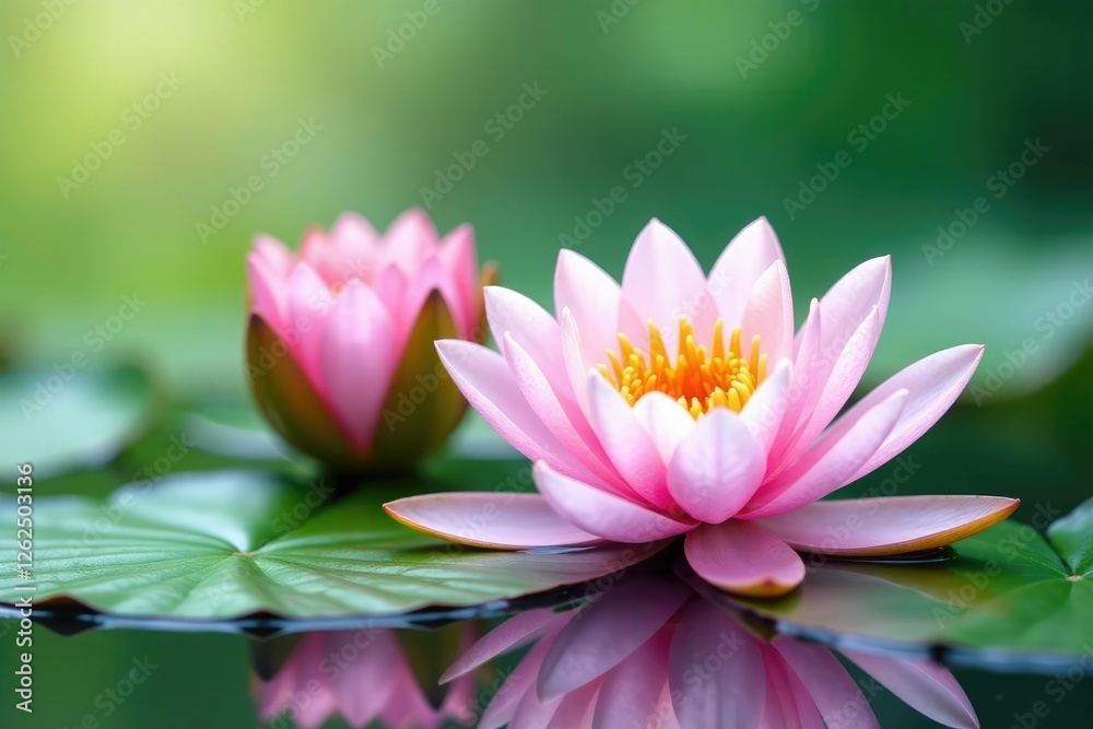 Delicate water lily flowers on a white background, aquatic, nature Delicate water lily flowers on a white background, aquatic, nature