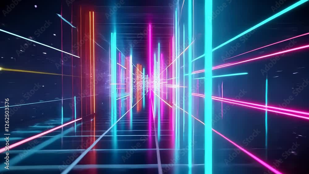 Futuristic Tunnel with Neon Light Lines in Cyberpunk Style
Futuristic Tunnel with Neon Light Lines in Cyberpunk Style