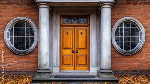 Autumnal Entrance to Historic Brick Home photo