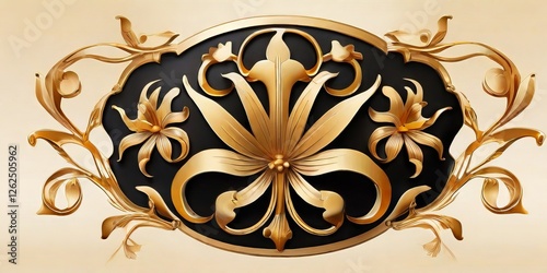 Obraz na płótnie 3d ornament with golden lily symbol in italian style w salonie