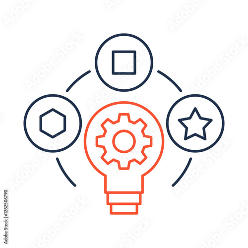 Logic line icon. Interlocking Gears Icon Representing Rational Thought, Reasoning, and Problem-Solving Strategies for Structured Decision Making.Vector icon.